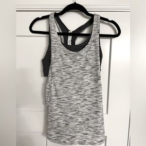 Lululemon | EUC white and grey tank with attached bra, size 4